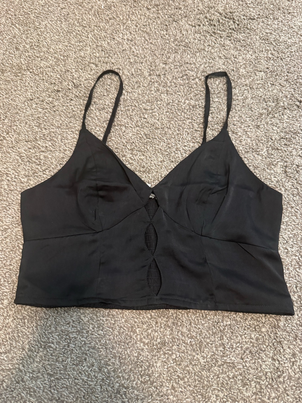 American Eagle Outfitters Black Satin Strappy Top